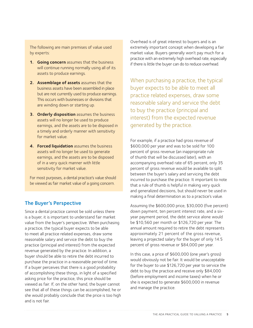 The ADA Practical Guide to Valuing a Practice: A Manual for Dentists page 10