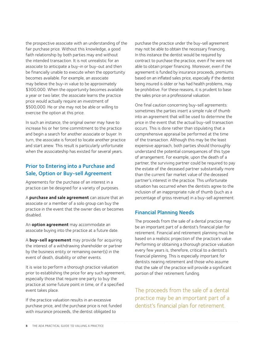 The ADA Practical Guide to Valuing a Practice: A Manual for Dentists page 13
