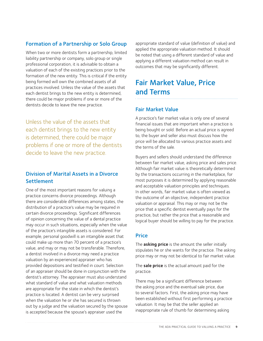 The ADA Practical Guide to Valuing a Practice: A Manual for Dentists page 14