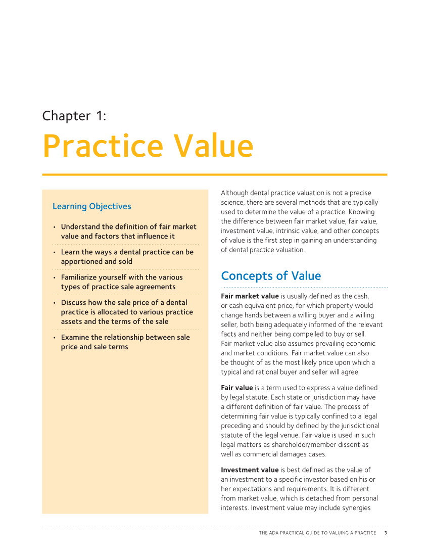 The ADA Practical Guide to Valuing a Practice: A Manual for Dentists page 8